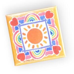 80s style country hearts and rainbows pin